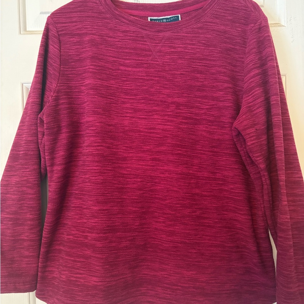 Karen Scott Women's Maroon Fleece Pullover